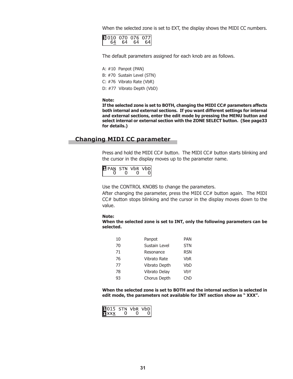 Changing midi cc parameter | Kawai Professional Stage Piano MP8II User Manual | Page 31 / 76