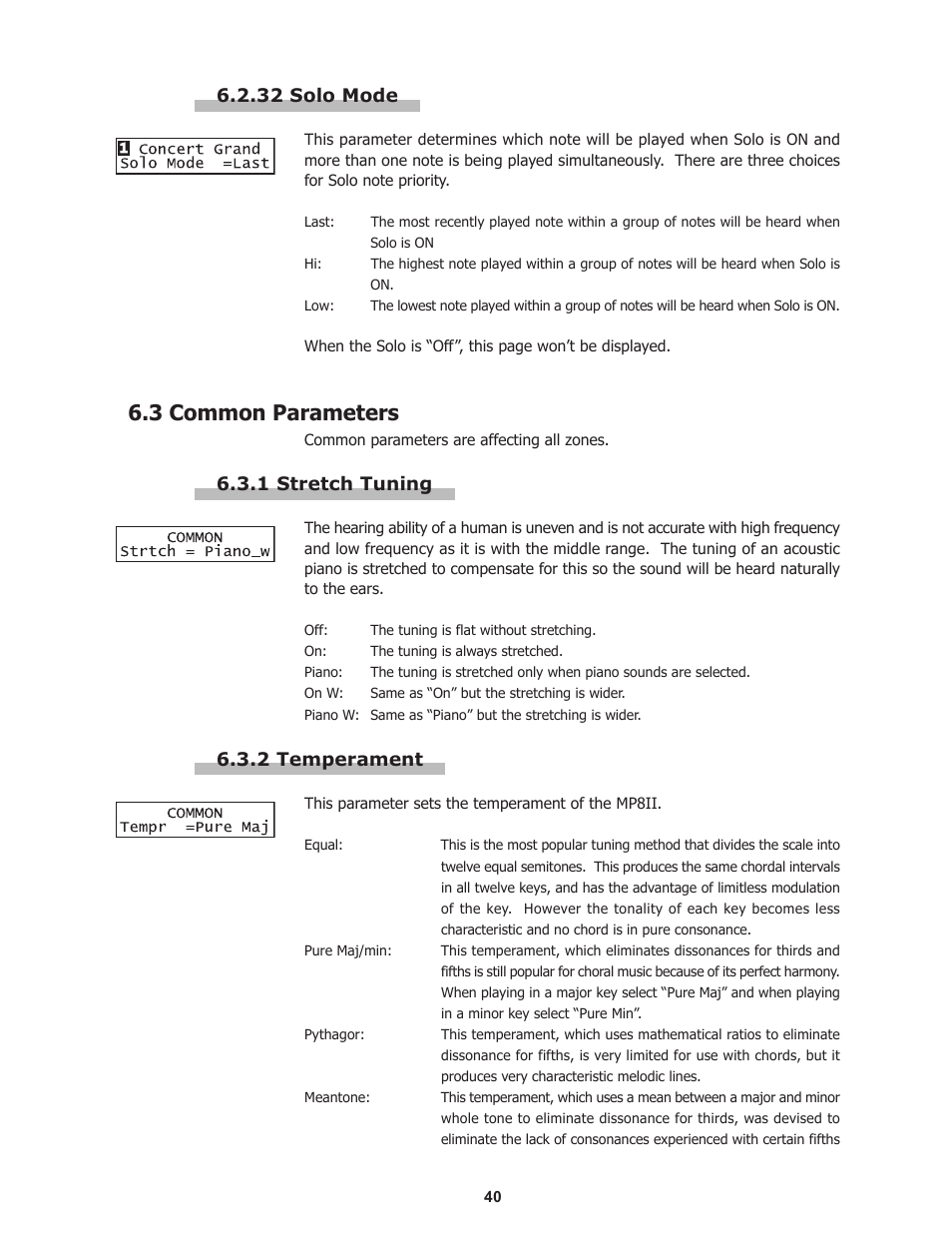 3 common parameters | Kawai Professional Stage Piano MP8II User Manual | Page 40 / 76