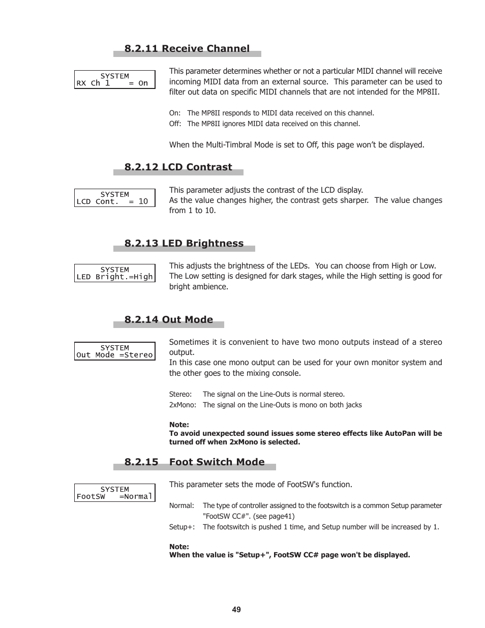 Kawai Professional Stage Piano MP8II User Manual | Page 49 / 76