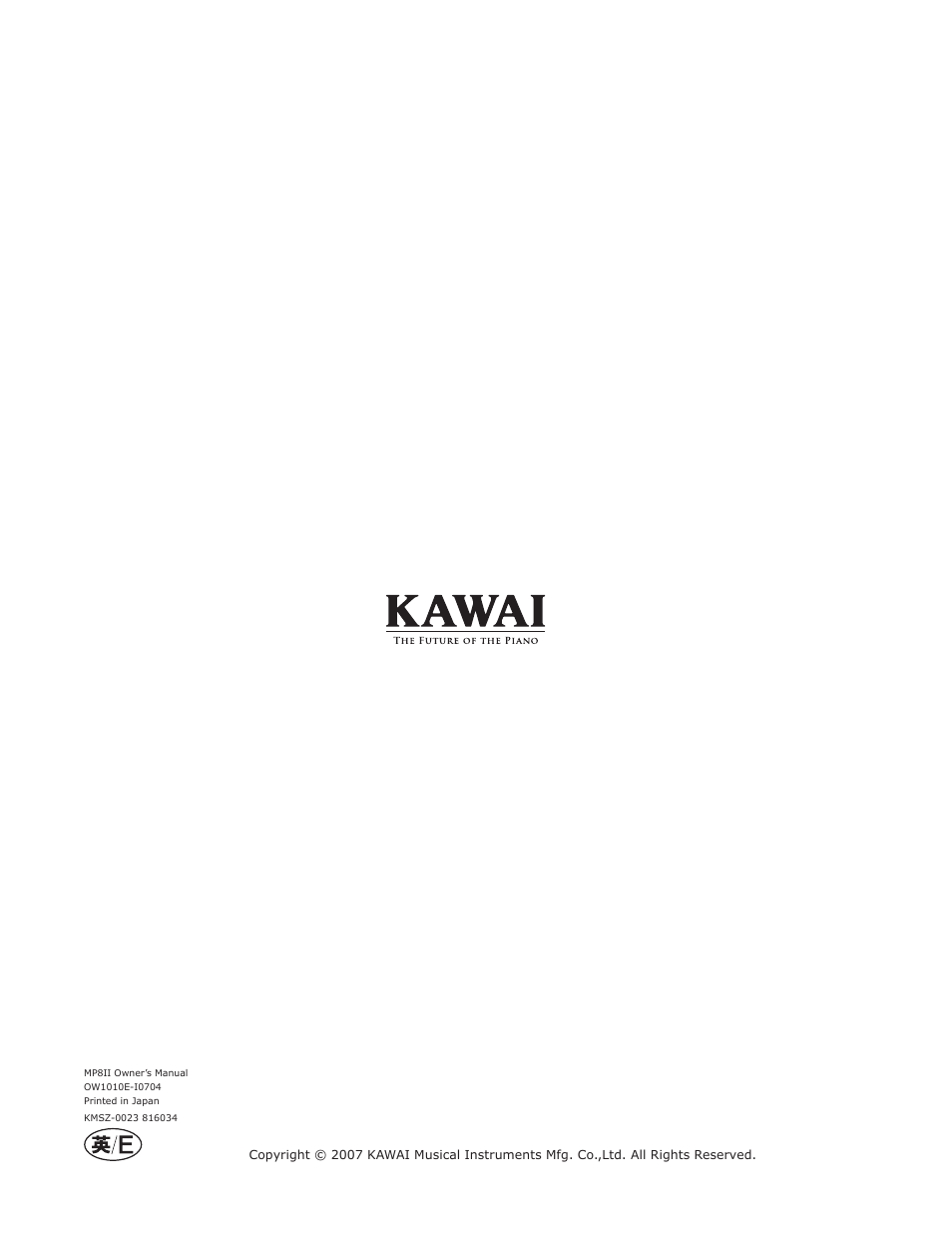 Kawai Professional Stage Piano MP8II User Manual | Page 76 / 76