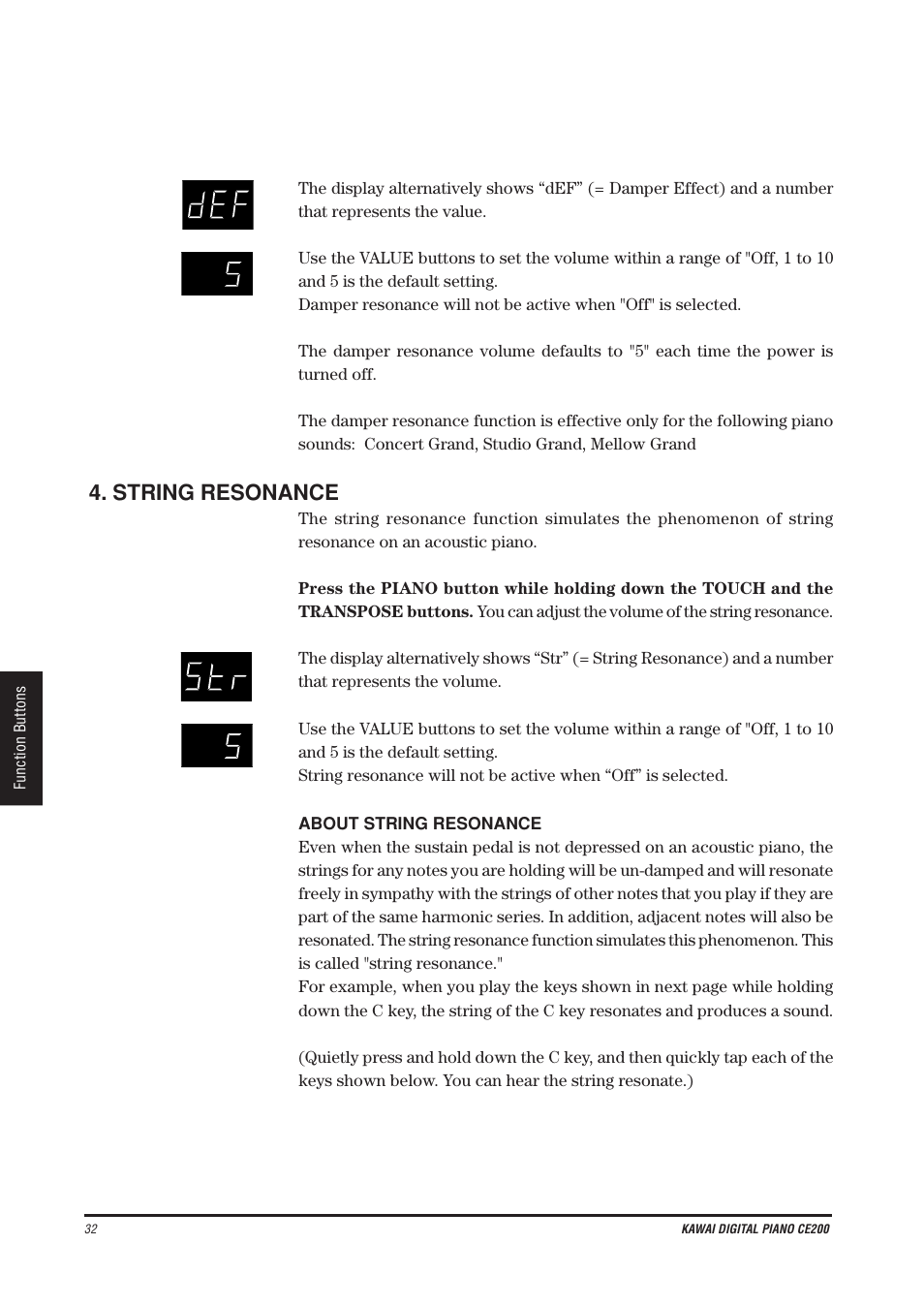 String resonance | Kawai CE200 User Manual | Page 32 / 60