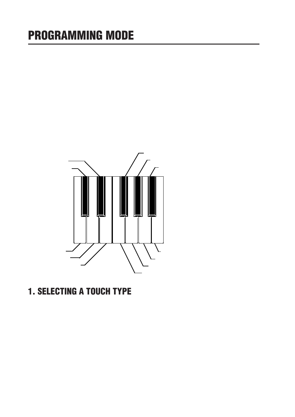 Programming mode, Selecting a touch type | Kawai CN290 User Manual | Page 16 / 24