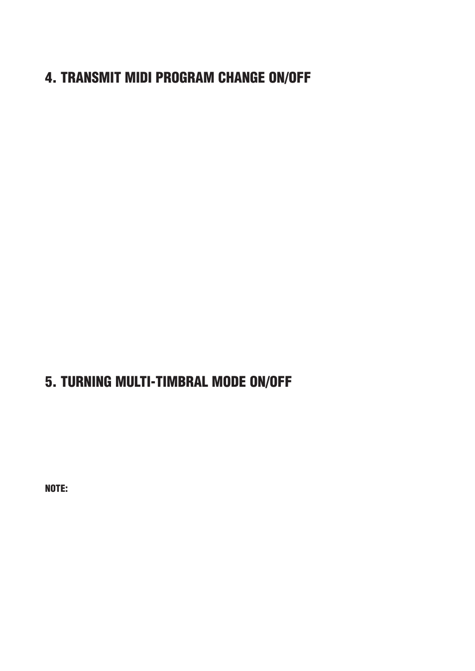 Transmit midi program change on/off, Turning multi-timbral mode on/off | Kawai CN290 User Manual | Page 18 / 24