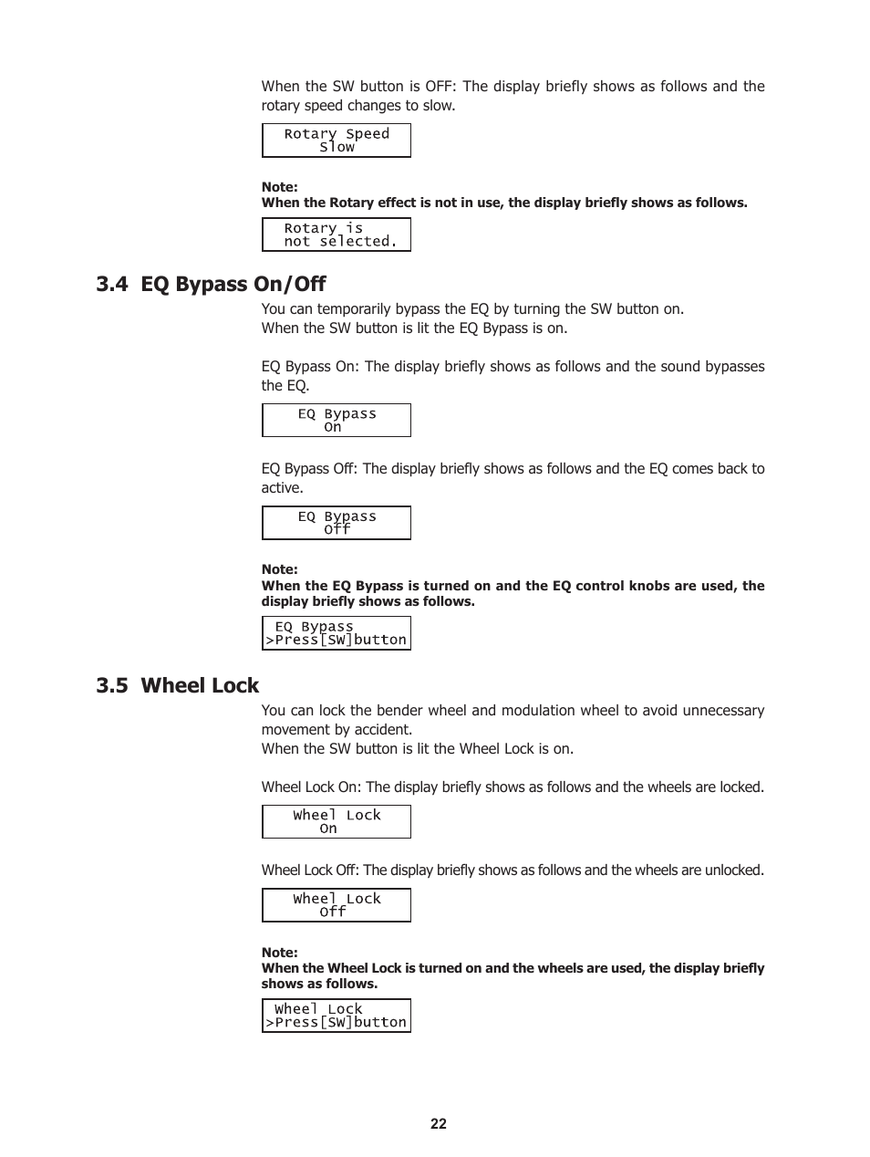 4 eq bypass on/off, 5 wheel lock | Kawai Stage Piano MP5 User Manual | Page 22 / 76