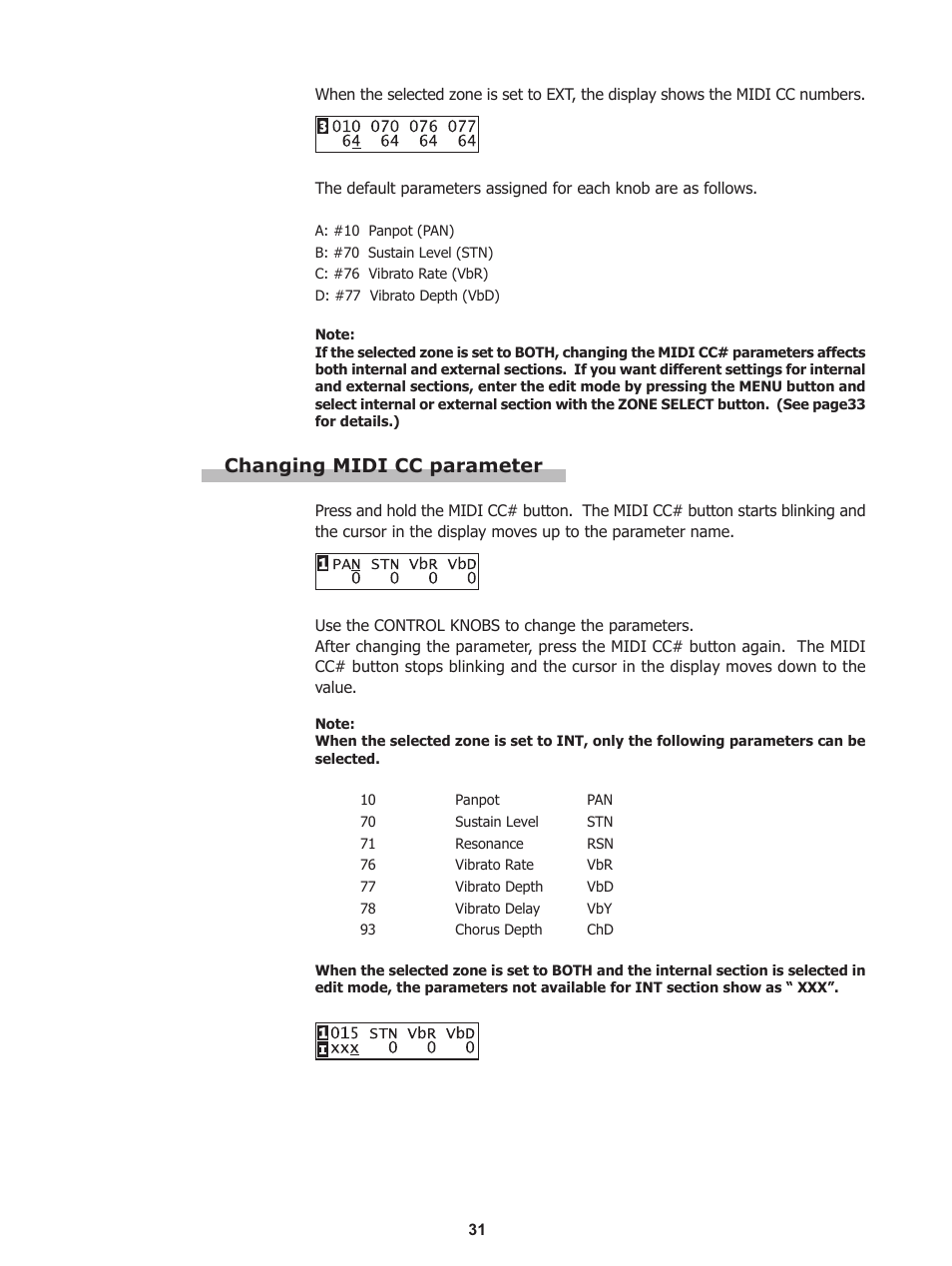 Changing midi cc parameter | Kawai Stage Piano MP5 User Manual | Page 31 / 76