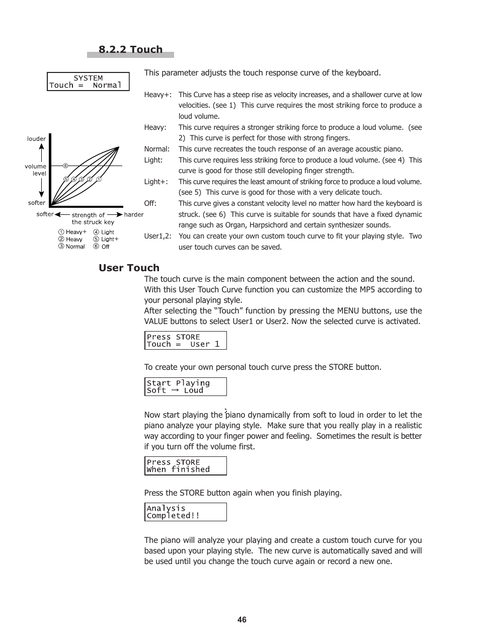 2 touch, User touch | Kawai Stage Piano MP5 User Manual | Page 46 / 76