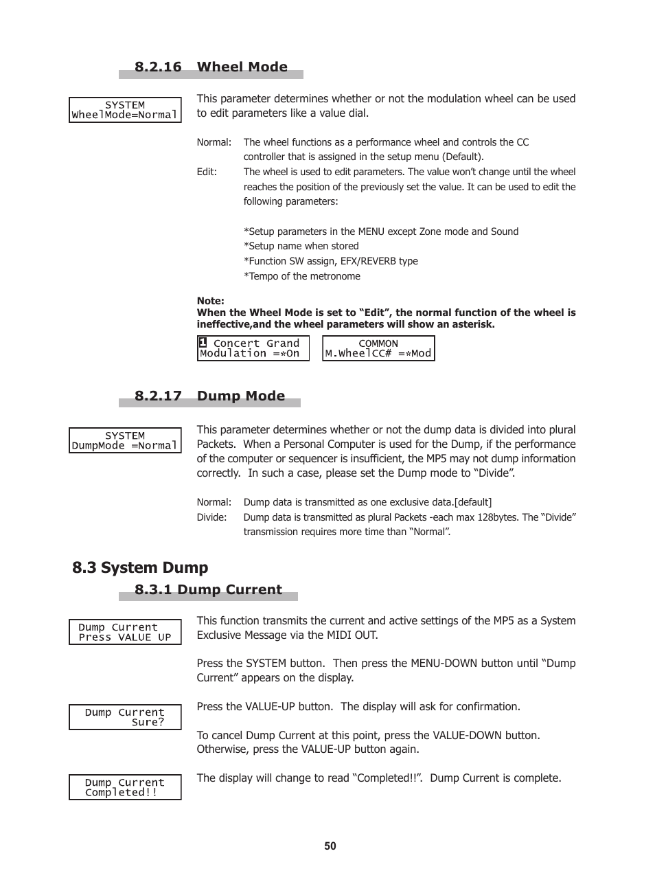 3 system dump | Kawai Stage Piano MP5 User Manual | Page 50 / 76