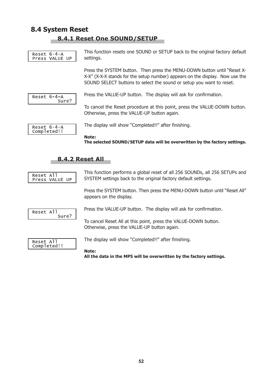 4 system reset | Kawai Stage Piano MP5 User Manual | Page 52 / 76