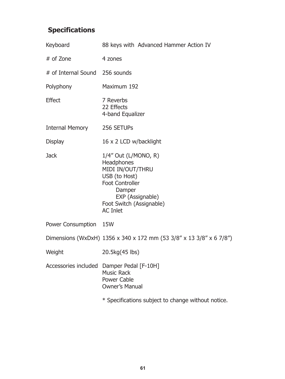 Kawai Stage Piano MP5 User Manual | Page 61 / 76