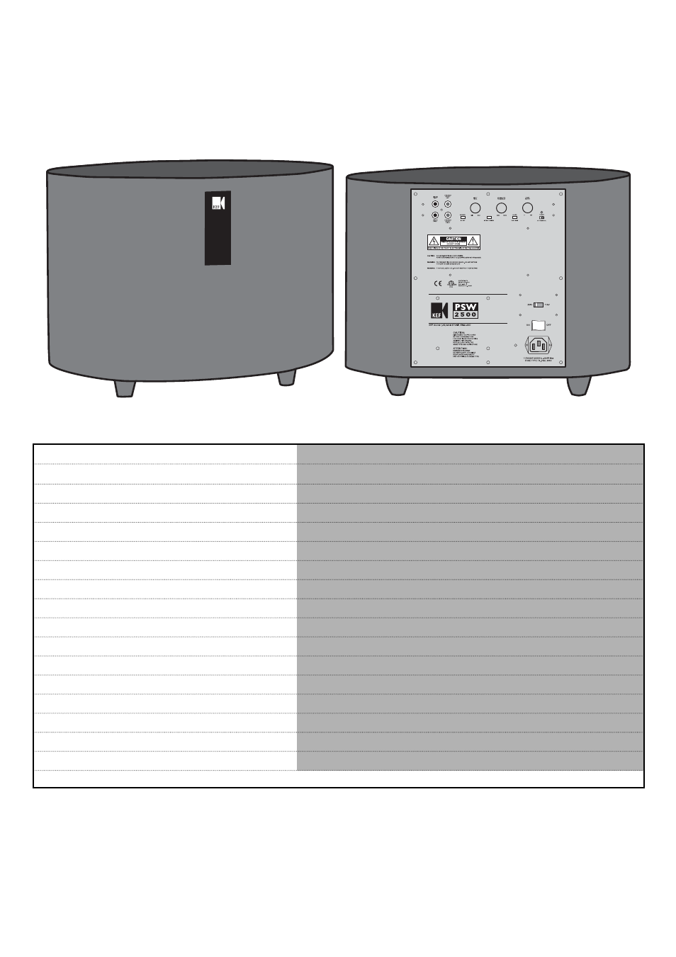 KEF Audio PSW 2500 User Manual | 20 pages