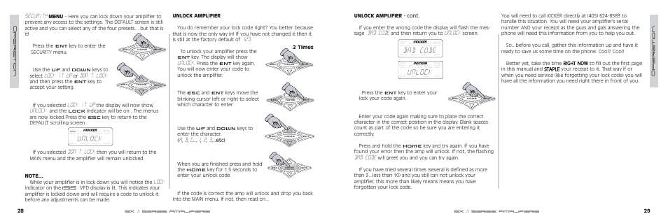 Bad code, Unlock, Security | Lock it up, Don’t lock, Lock | Kicker SX SERIES SX650.1 User Manual | Page 15 / 20
