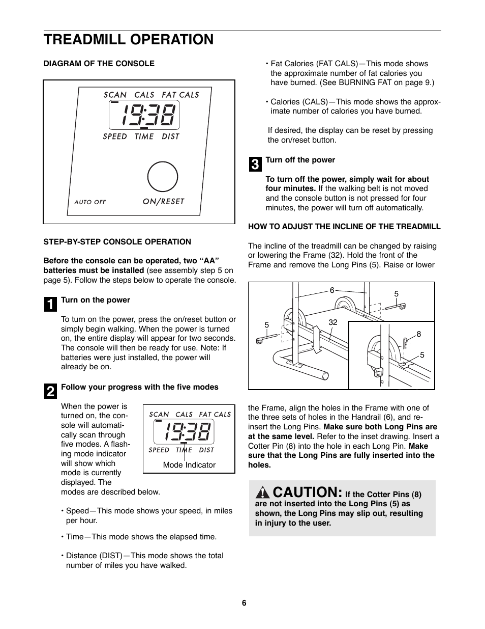 32 1 treadmill operation caution | Kathy Ireland Home WLTL23180 User Manual | Page 6 / 12