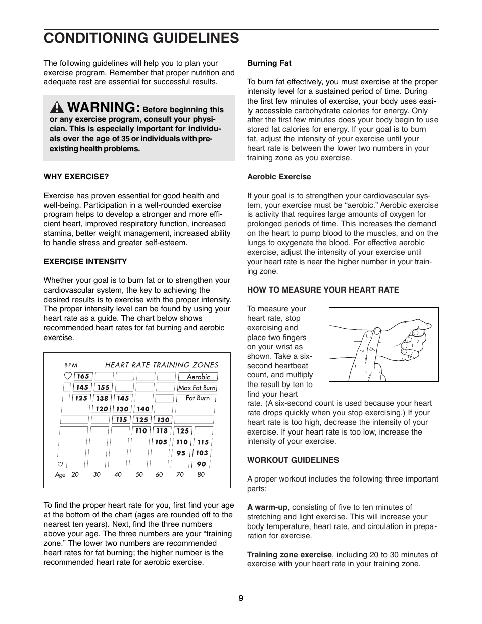 Conditioning guidelines warning | Kathy Ireland Home WLTL23180 User Manual | Page 9 / 12