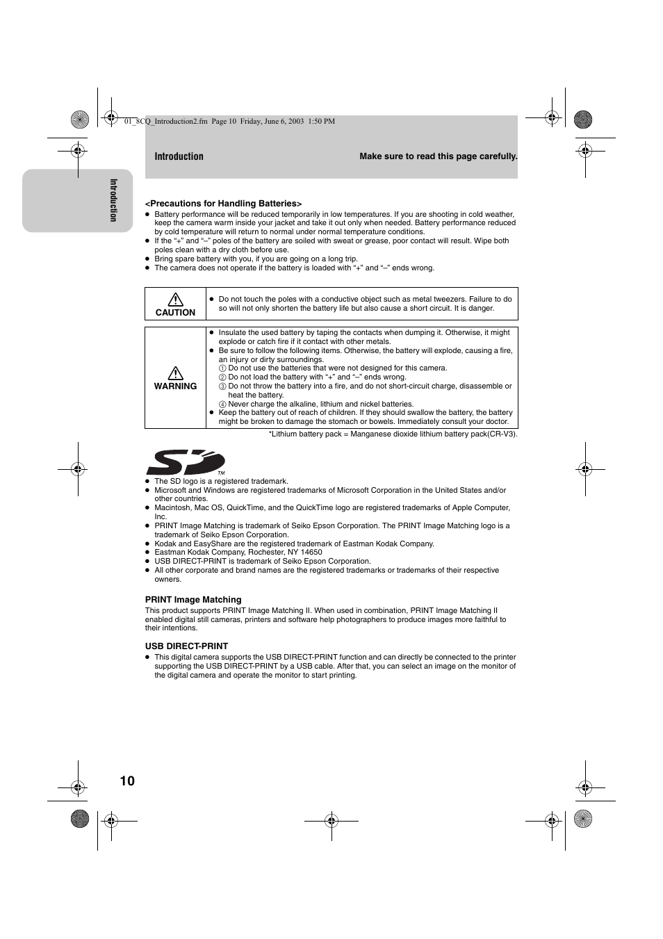 Kyocera Finecam L4 User Manual | Page 10 / 106