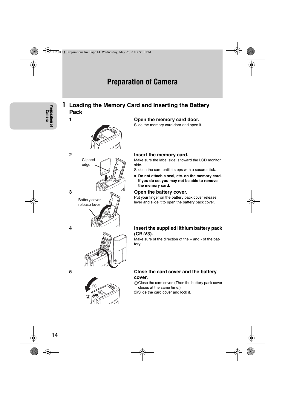 Preparation of camera | Kyocera Finecam L4 User Manual | Page 14 / 106