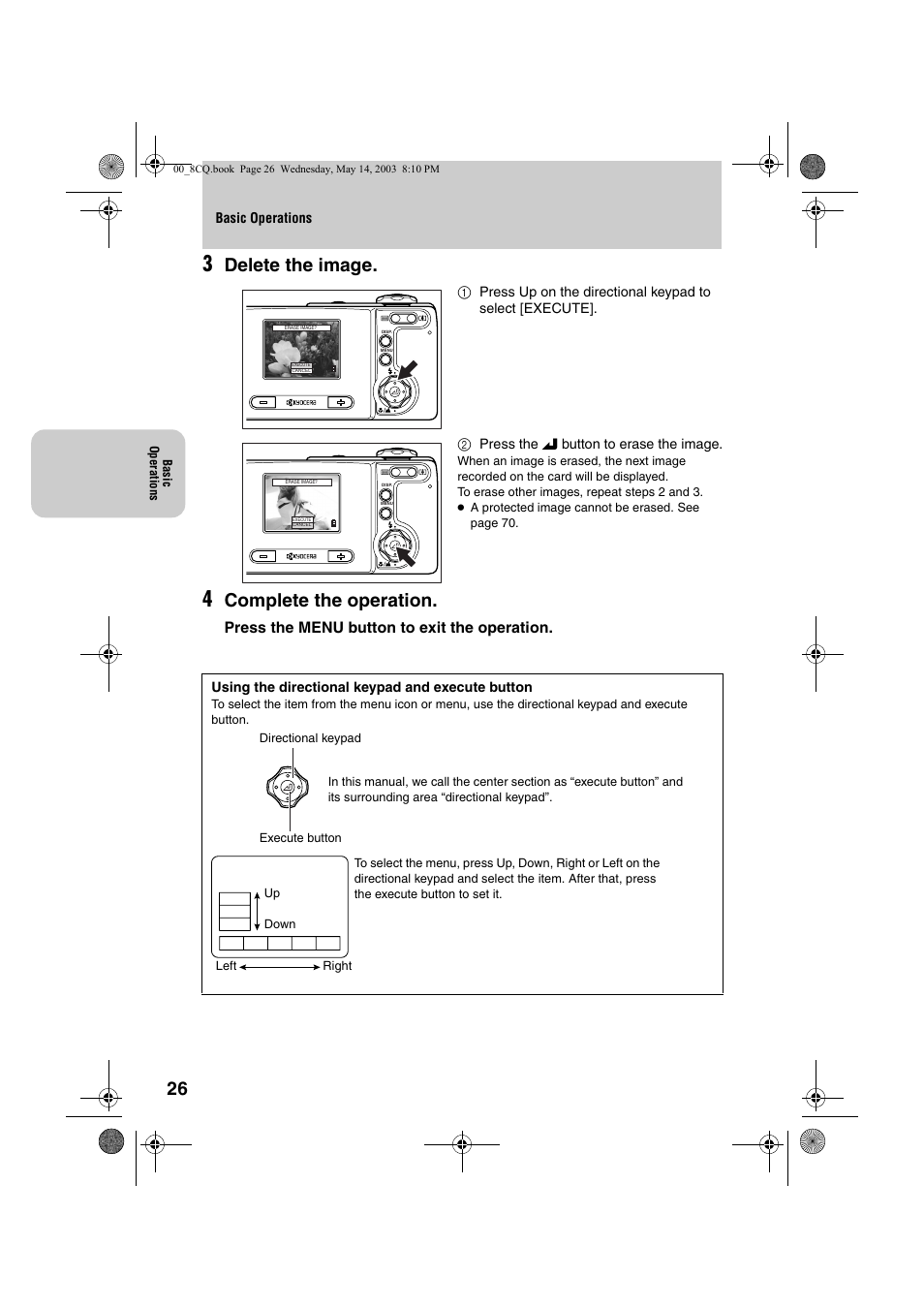 Delete the image, Complete the operation | Kyocera Finecam L4 User Manual | Page 26 / 106