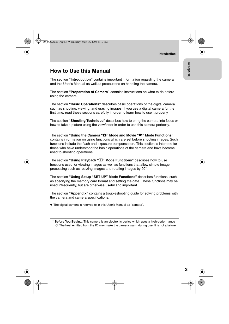 How to use this manual | Kyocera Finecam L4 User Manual | Page 3 / 106