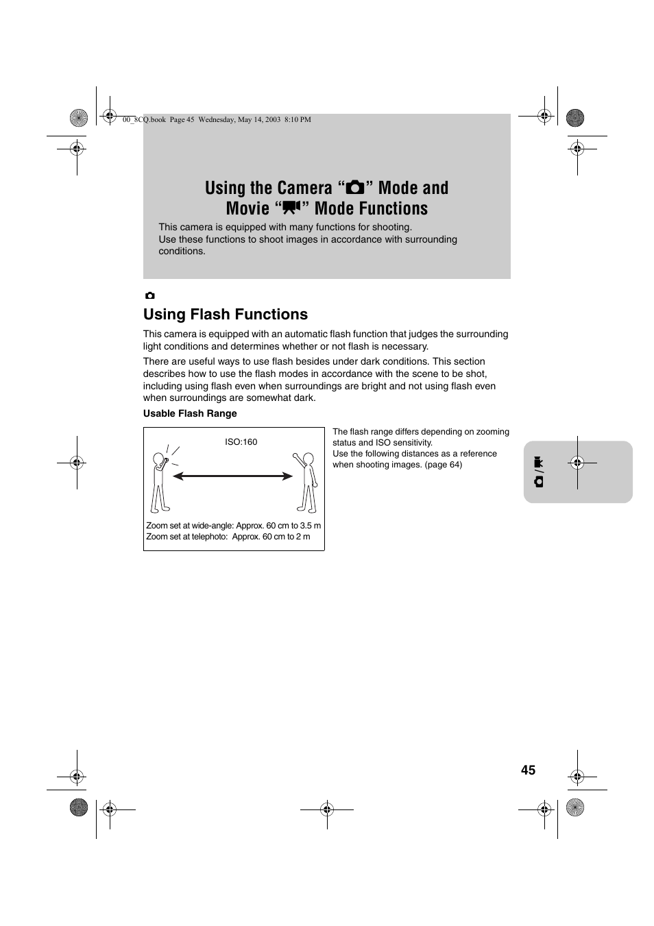 Using flash functions | Kyocera Finecam L4 User Manual | Page 45 / 106