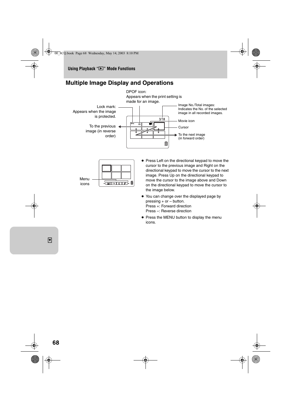 Multiple image display and operations | Kyocera Finecam L4 User Manual | Page 68 / 106