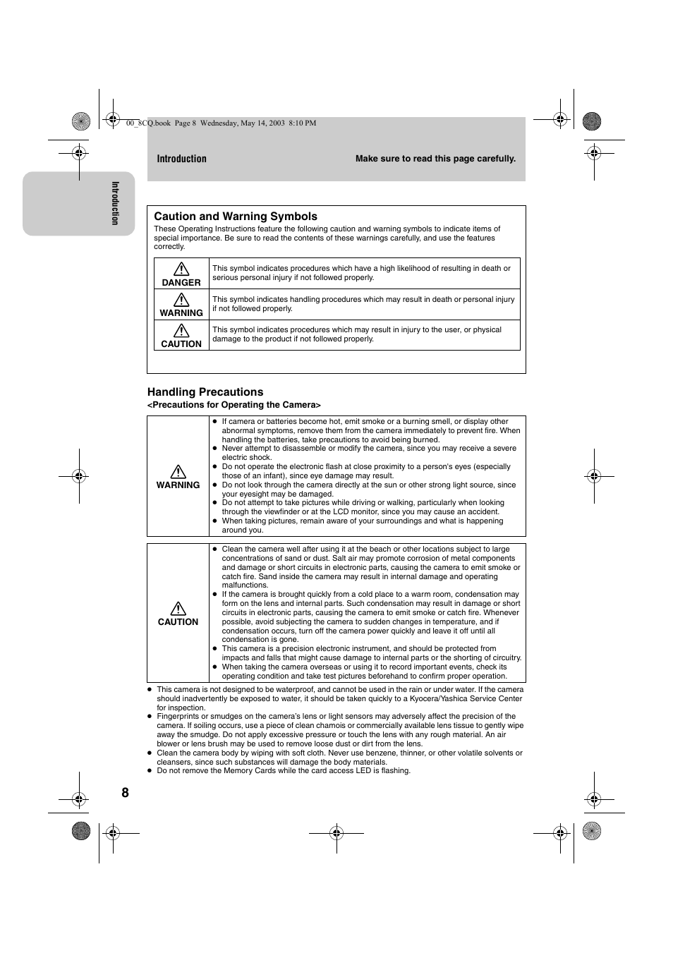 Kyocera Finecam L4 User Manual | Page 8 / 106