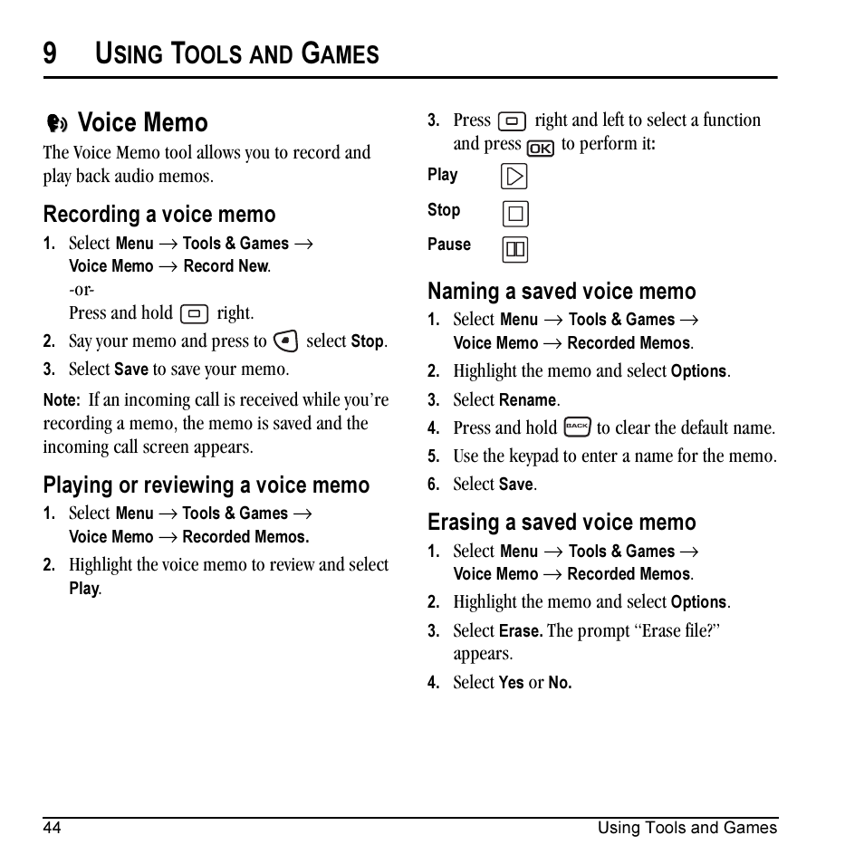 Sing, Ools, Ames | Kyocera Milan KX9C User Manual | Page 50 / 64