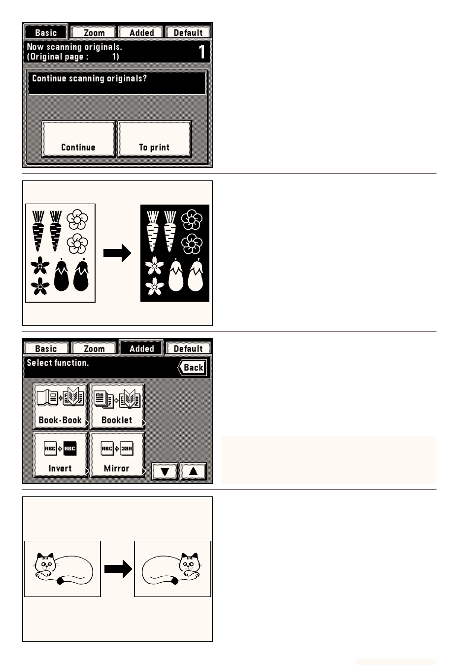 17) inverting black and white [invert copy, 18) making mirror image copies [mirror image mode | Kyocera 4230 User Manual | Page 100 / 226