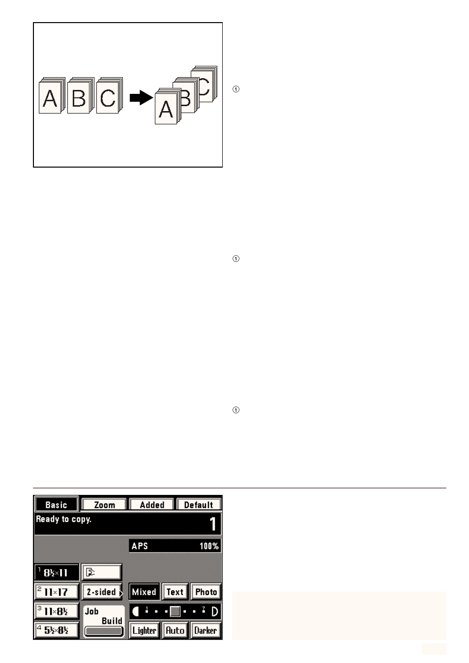 1 memory copy from df and platen, Copying of originals in large quantity, Printing size standardization | Choose size | Kyocera 4230 User Manual | Page 113 / 226