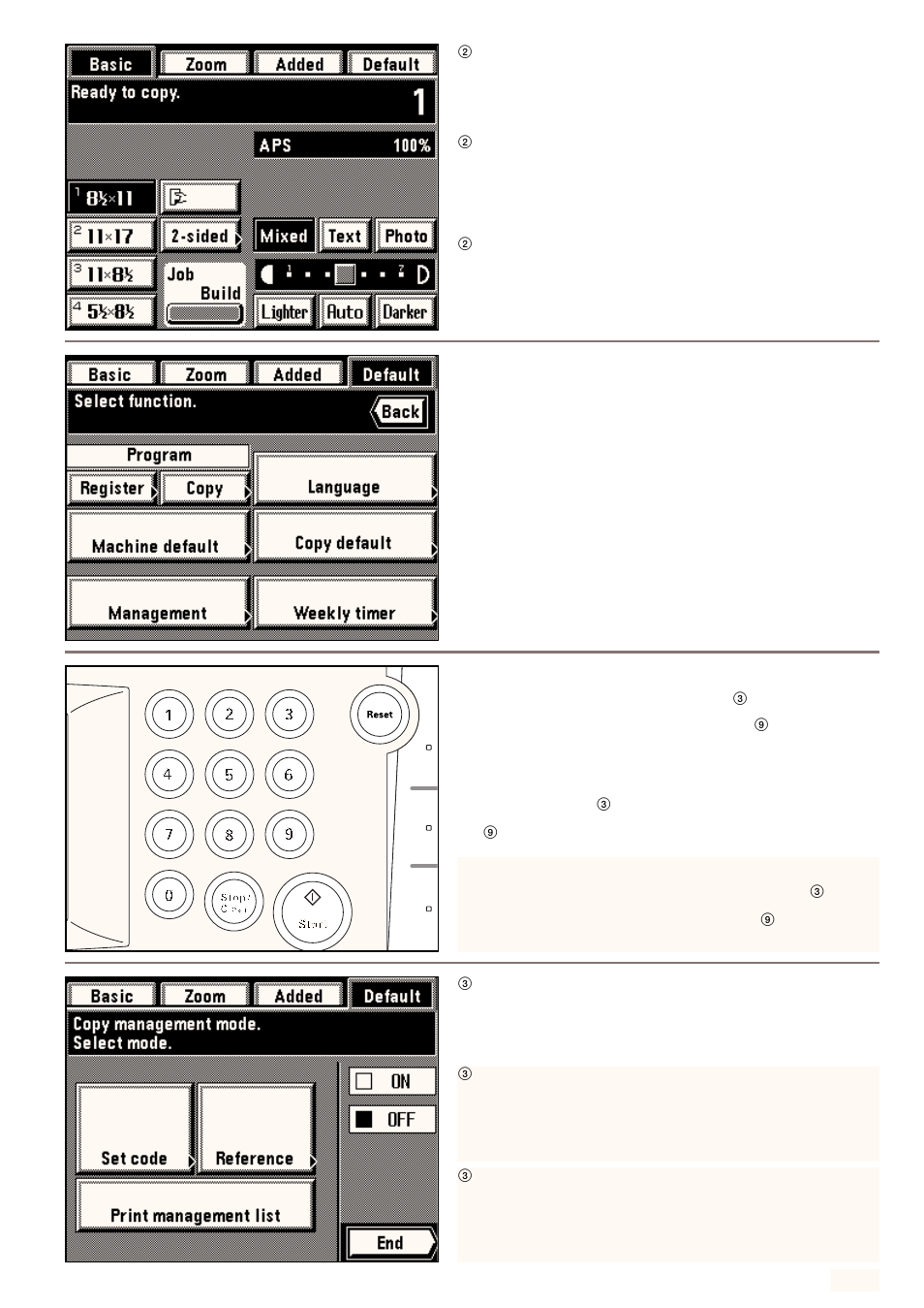 2 how to make settings in the copy management mode, 3 how to make the various settings, Registering new dept. codes | Kyocera 4230 User Manual | Page 127 / 226