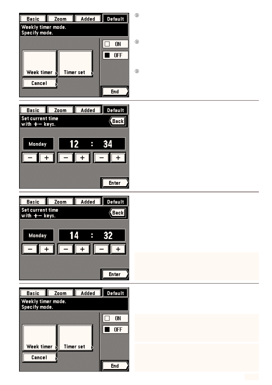 3 how to make settings for the various functions, Setting the time, Programming the week timer | Kyocera 4230 User Manual | Page 137 / 226