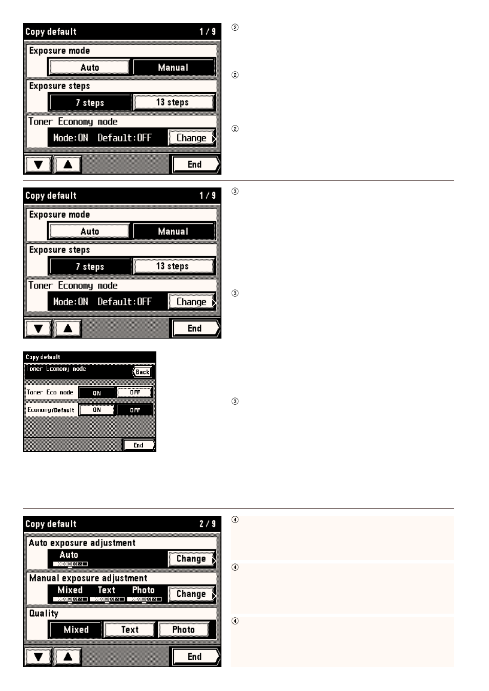 2 exposure steps, 3 toner economy mode, 4 auto exposure adjustment | Kyocera 4230 User Manual | Page 146 / 226
