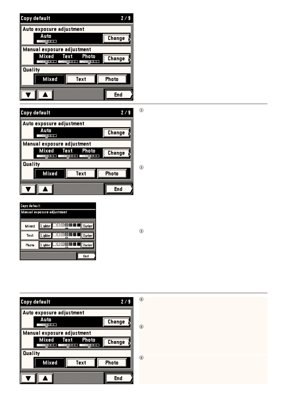 5 manual exposure adjustment, 6 quality | Kyocera 4230 User Manual | Page 147 / 226