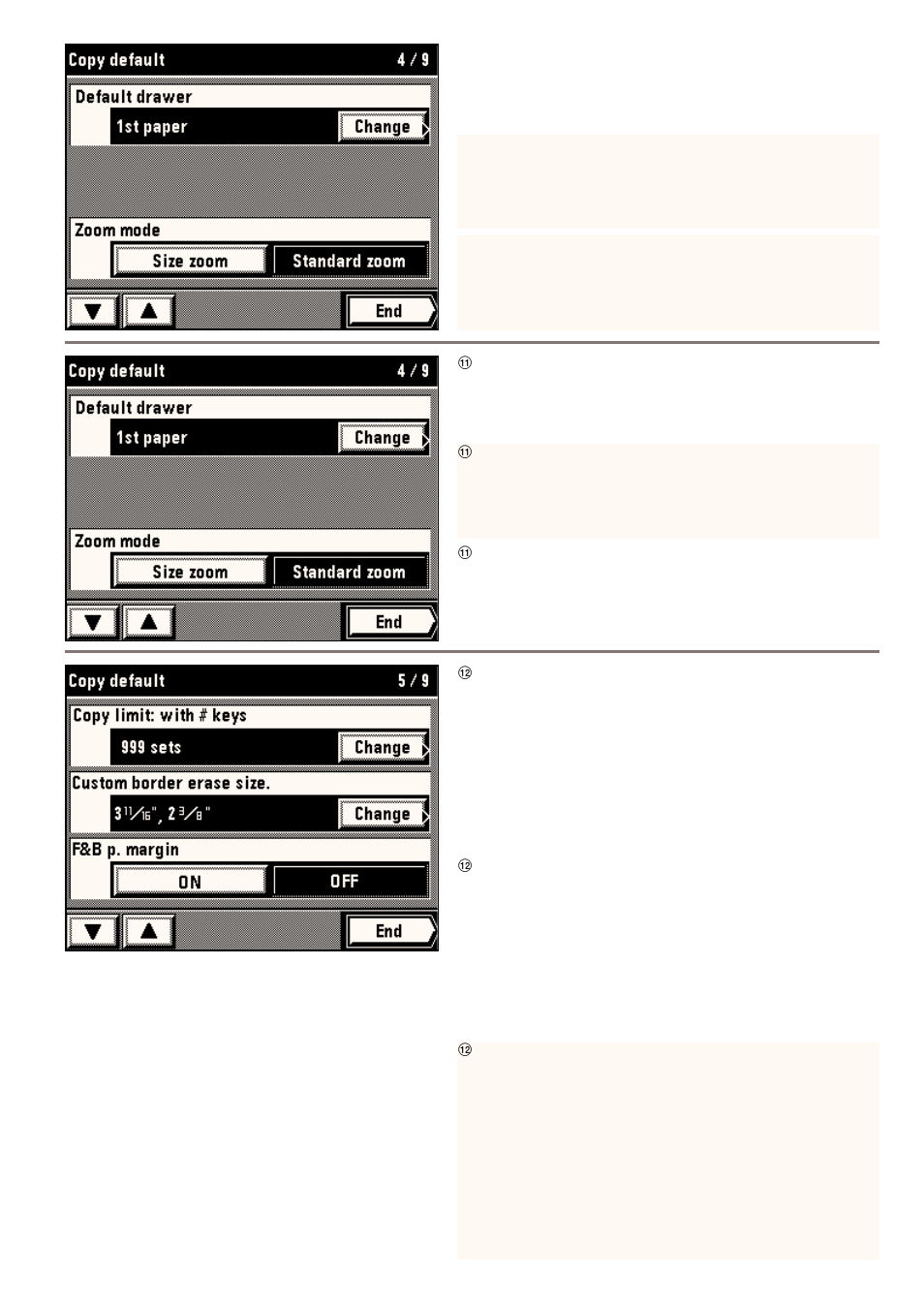 11 zoom mode, 12 copy limit: with # keys | Kyocera 4230 User Manual | Page 149 / 226