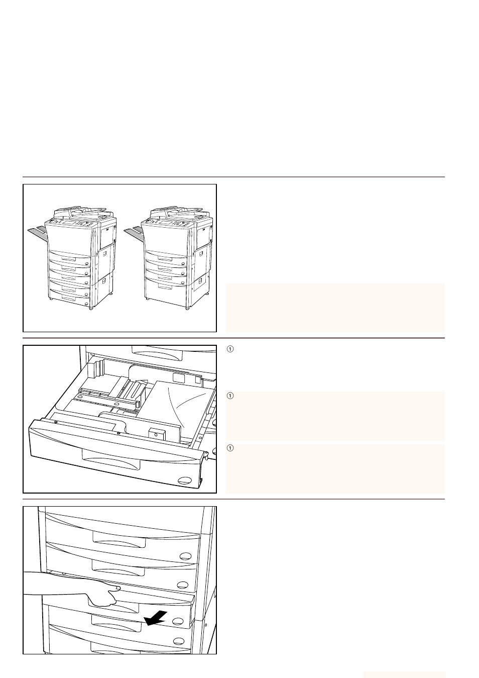 Preparations, 1) how to load paper, 1 loading paper into the drawers | Preparations preparatifs preparativos | Kyocera 4230 User Manual | Page 36 / 226
