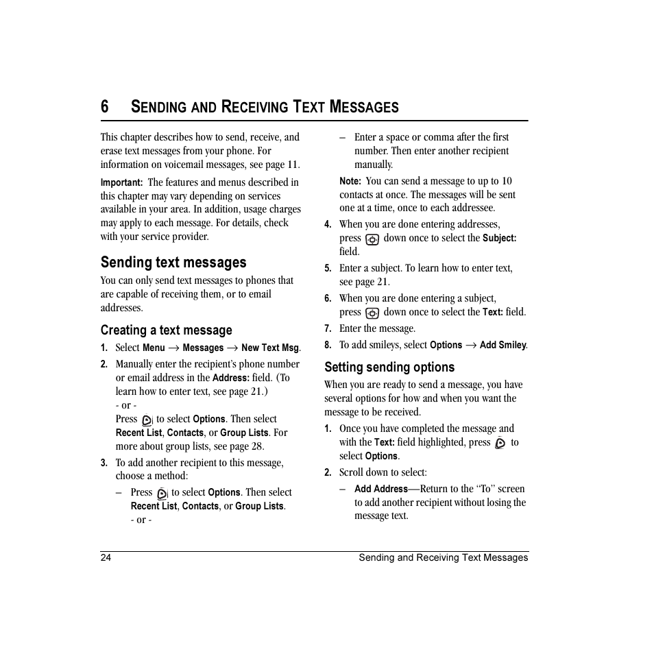 Sending text messages, Ending and, Eceiving | Essages | Kyocera Candid KX16 User Manual | Page 30 / 64