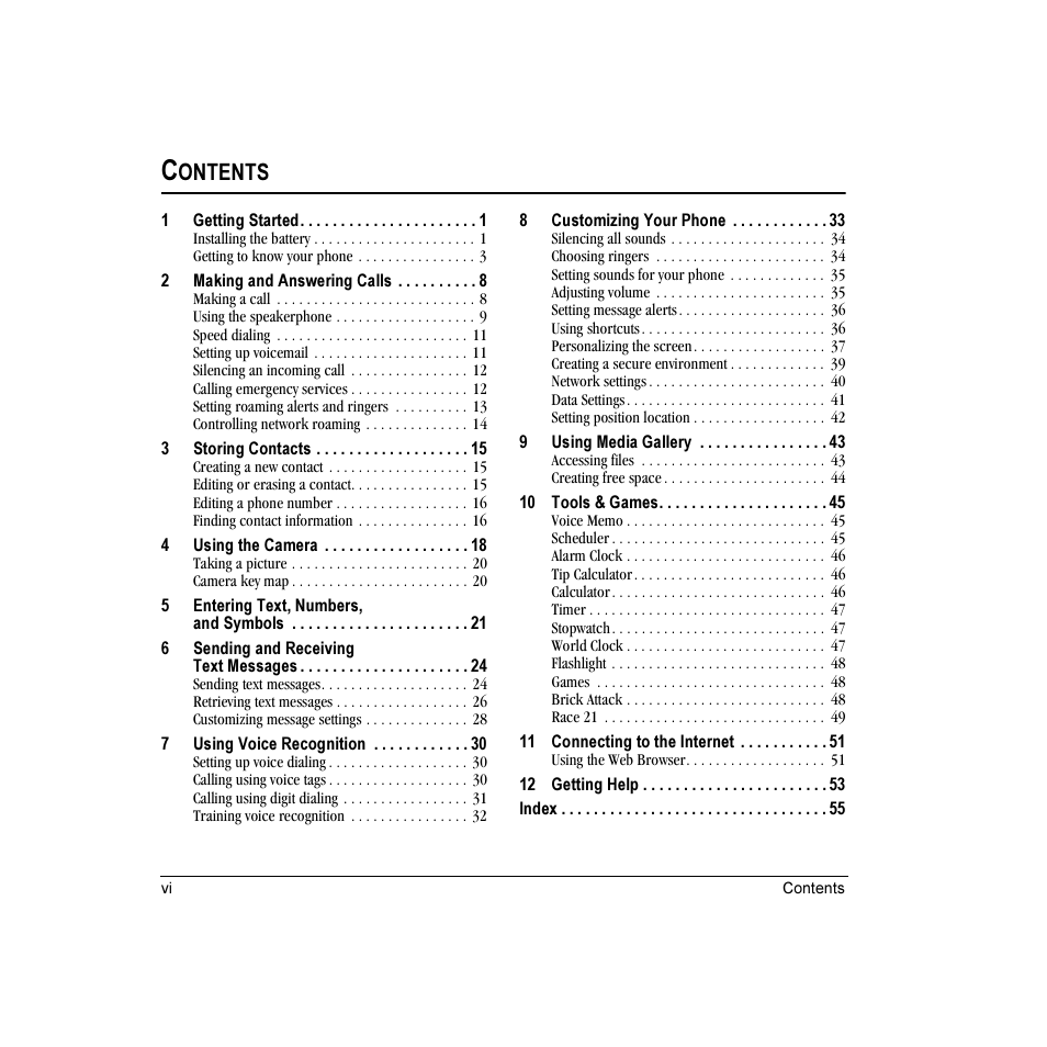 Ontents | Kyocera Candid KX16 User Manual | Page 6 / 64