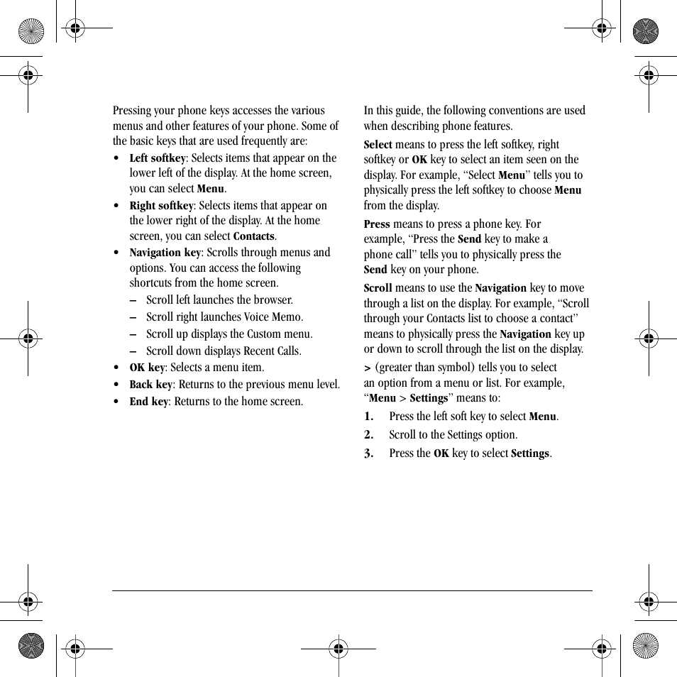 Basic navigation, Guide conventions | Kyocera S2410 User Manual | Page 15 / 72