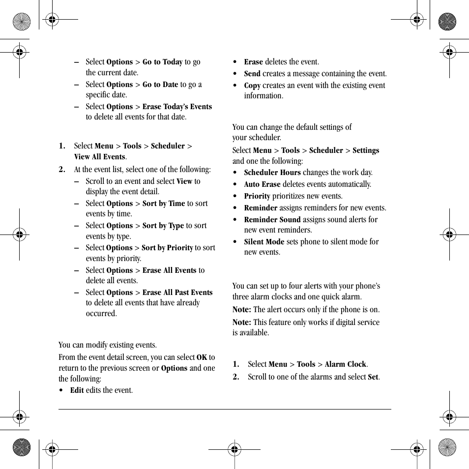 Alarm clock | Kyocera S2410 User Manual | Page 44 / 72