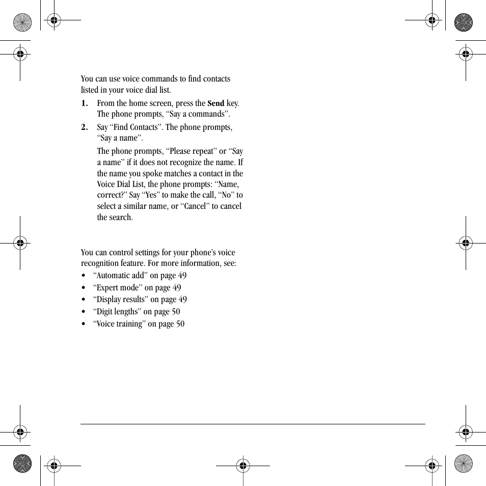 Voice command settings | Kyocera S2410 User Manual | Page 65 / 72