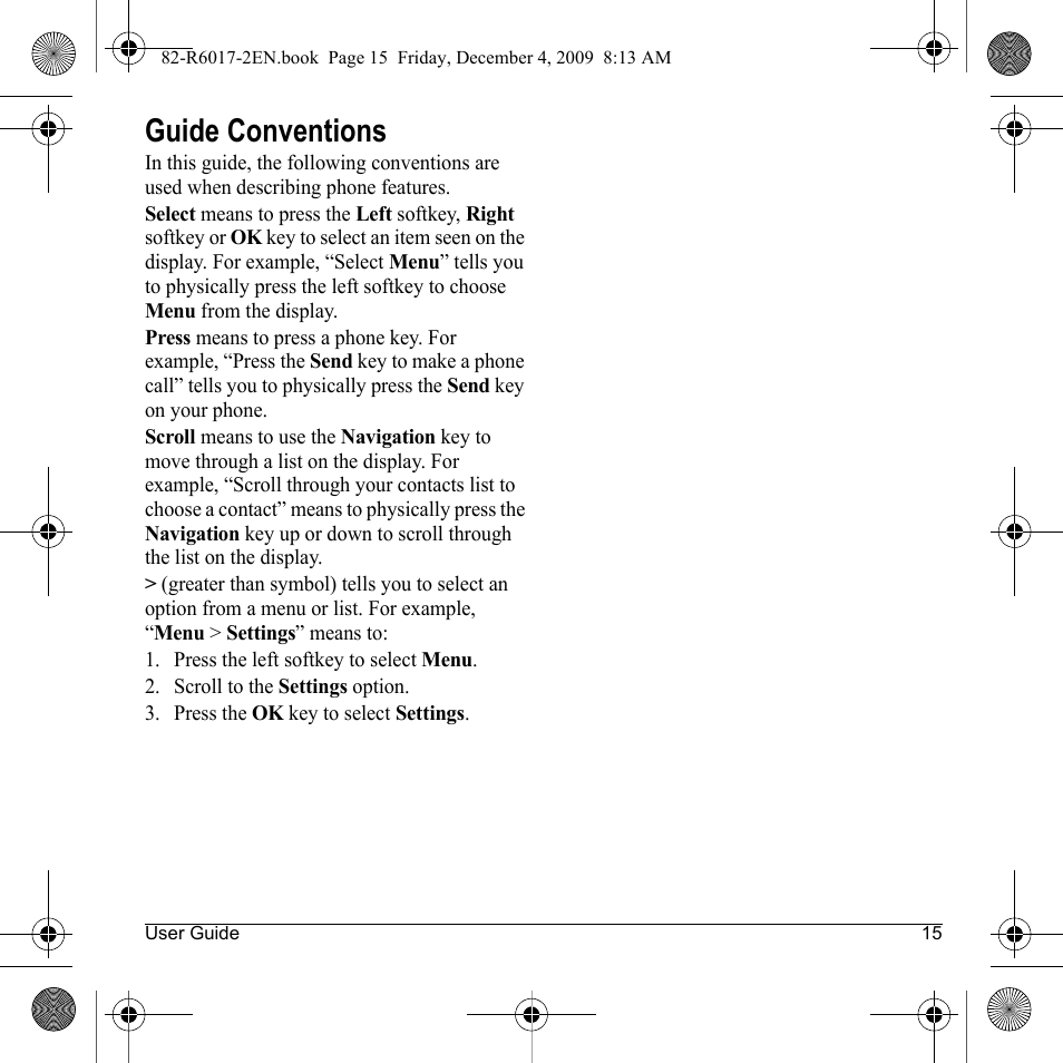 Guide conventions | Kyocera TOMO S2410 User Manual | Page 15 / 72