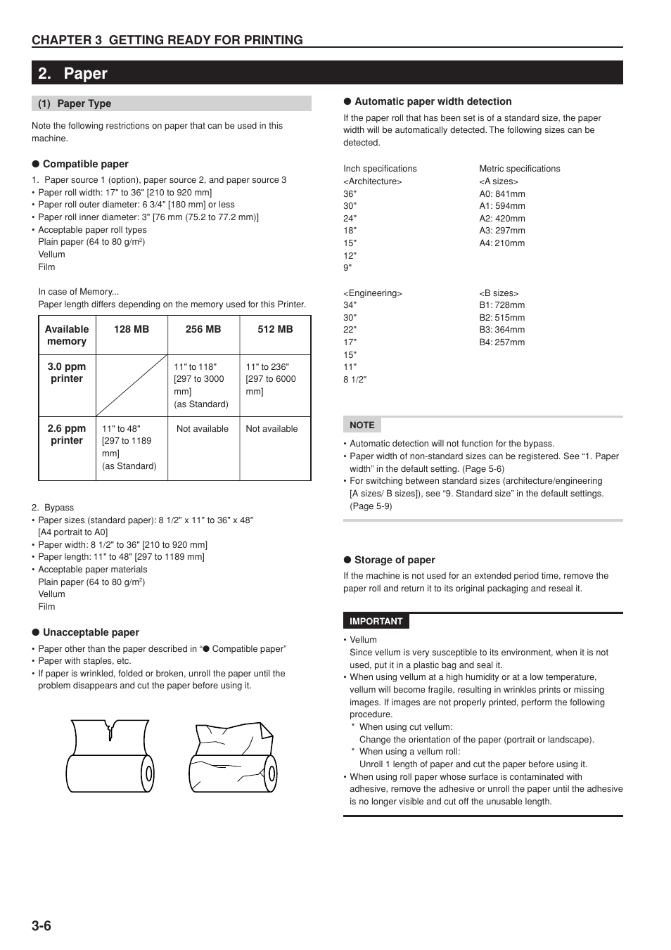 Paper, Chapter 3 getting ready for printing | Kyocera KM-P4845w User Manual | Page 24 / 68