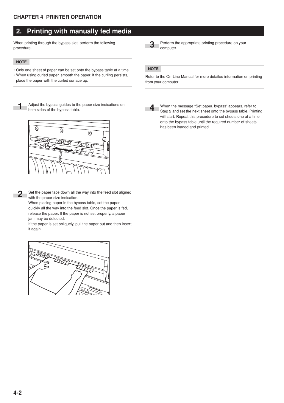 Printing with manually fed media | Kyocera KM-P4845w User Manual | Page 30 / 68