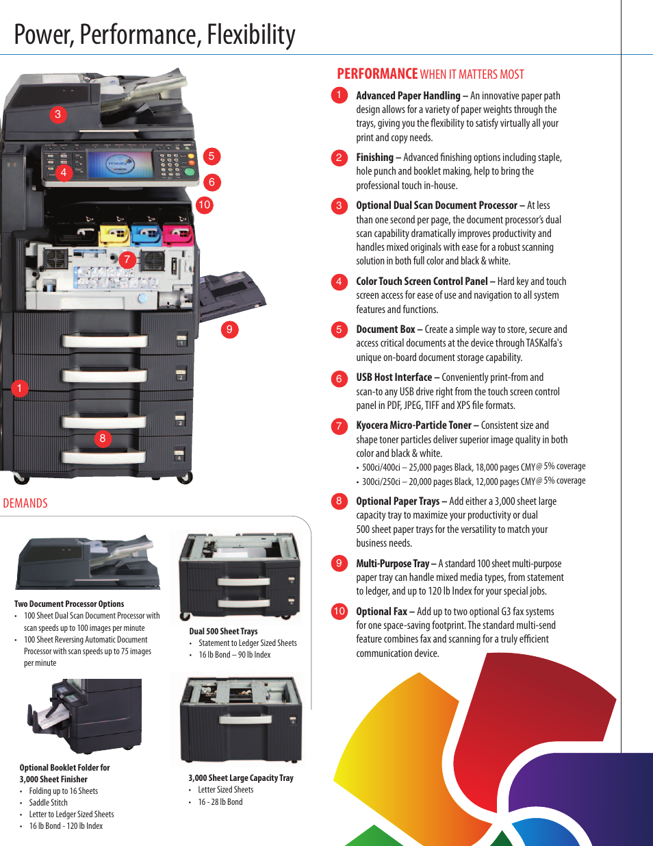 Power, performance, flexibility, Performance | Kyocera TASKalfa 500ci Series User Manual | Page 5 / 8