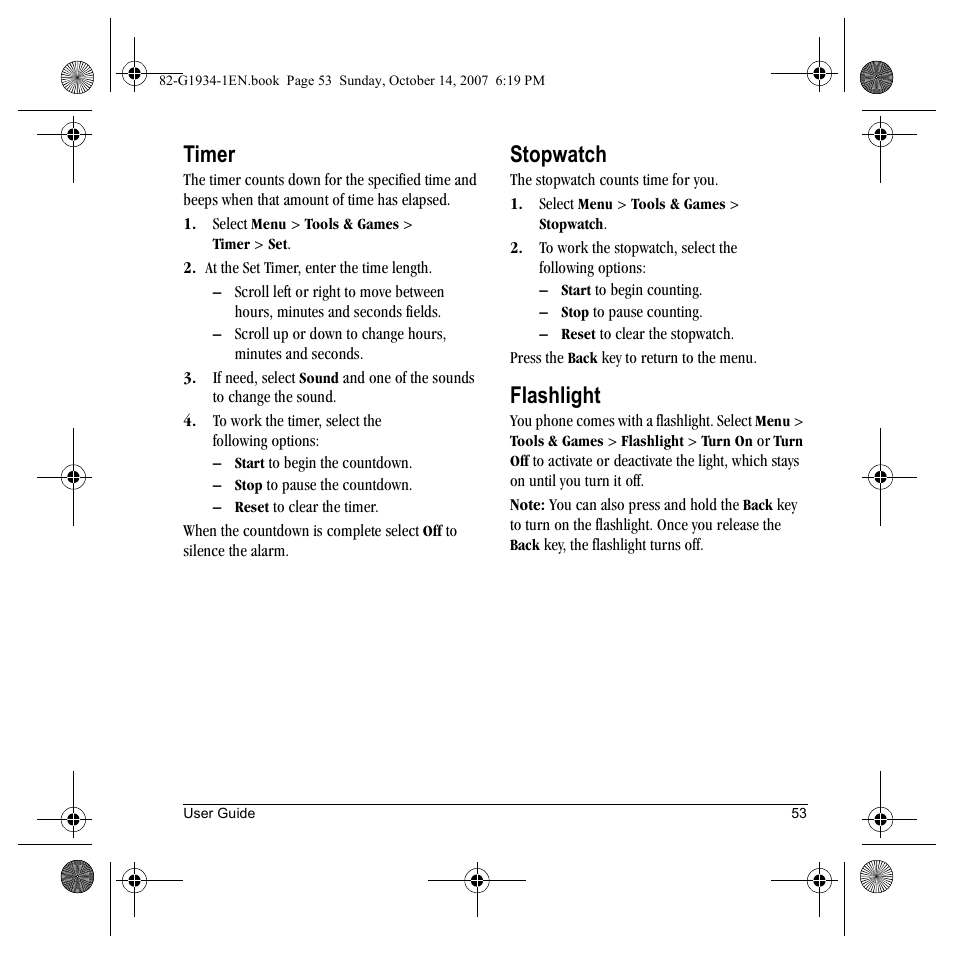 Timer, Stopwatch, Flashlight | Kyocera Lingo M1000 User Manual | Page 61 / 88