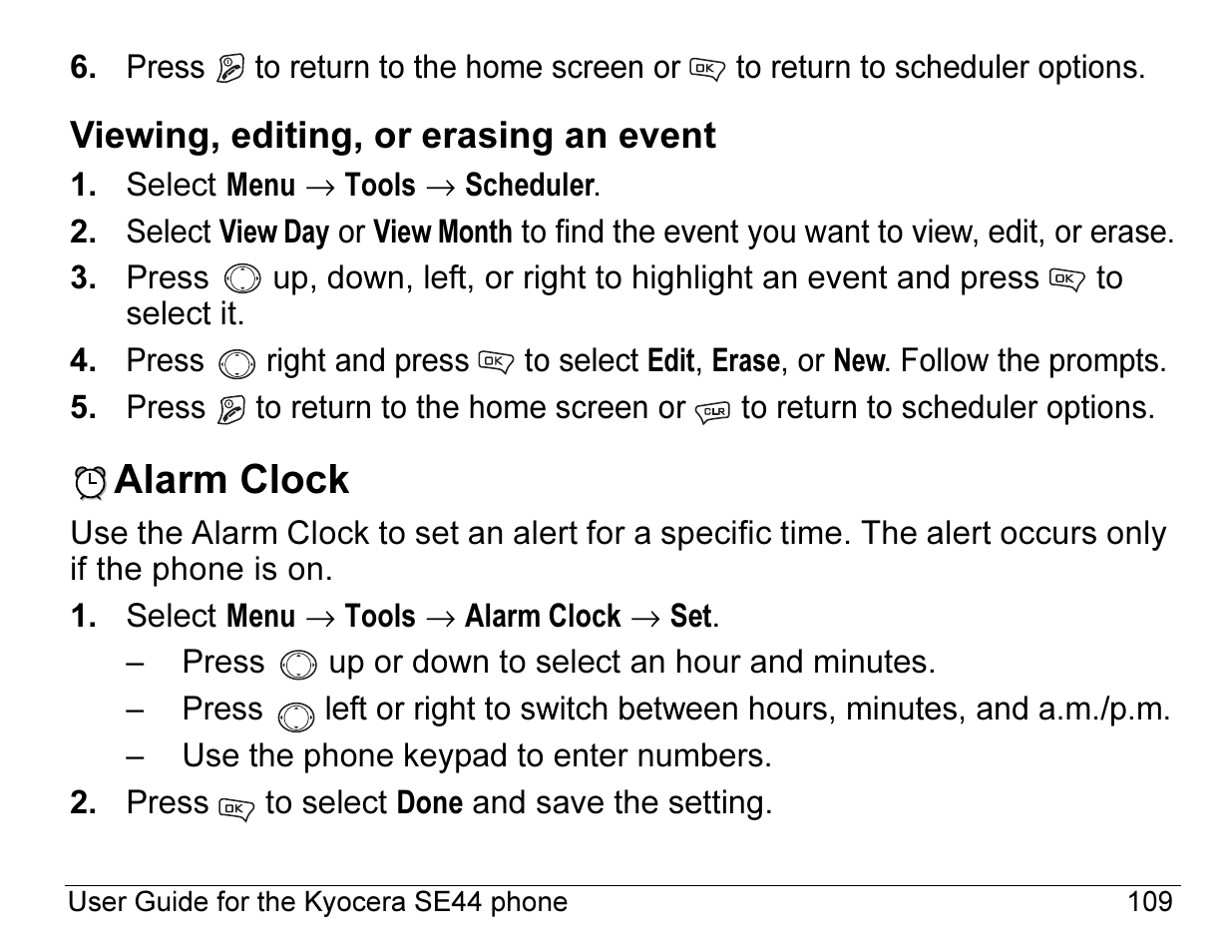 Alarm clock | Kyocera Angel SE47 User Manual | Page 131 / 148