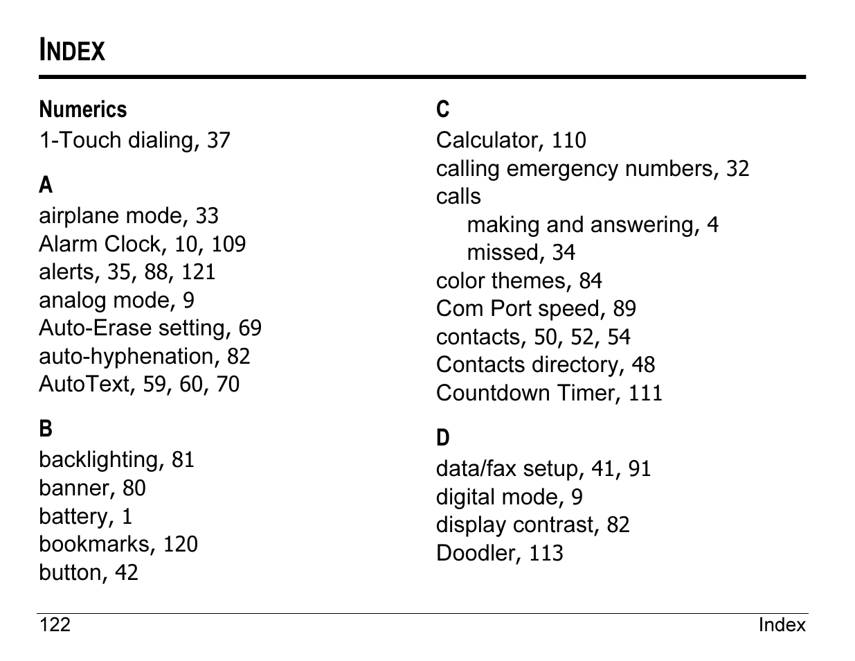 Ndex | Kyocera Angel SE47 User Manual | Page 144 / 148
