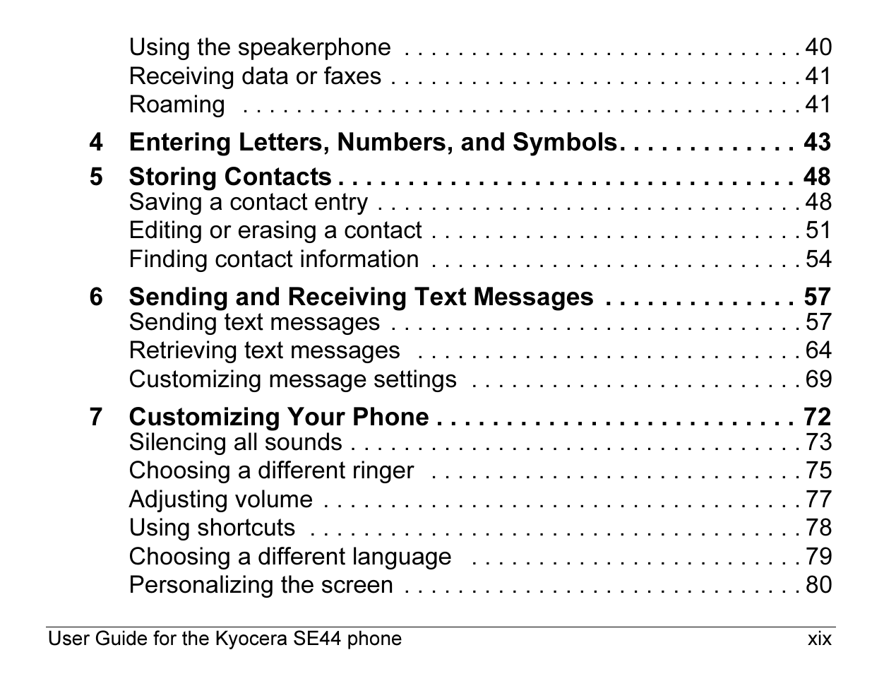Kyocera Angel SE47 User Manual | Page 19 / 148
