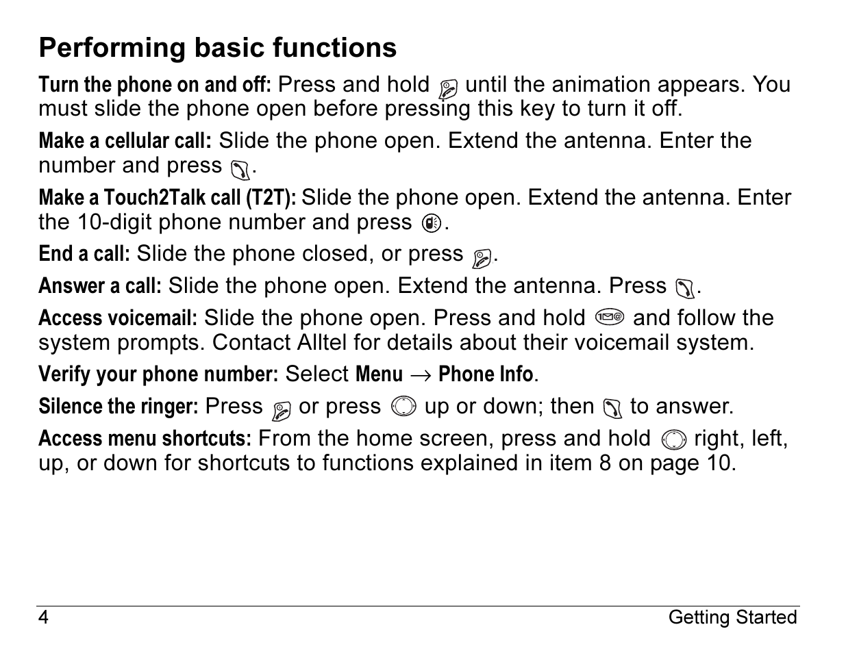 Performing basic functions | Kyocera Angel SE47 User Manual | Page 26 / 148