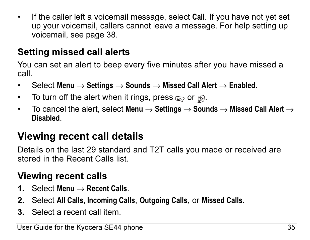 Viewing recent call details | Kyocera Angel SE47 User Manual | Page 57 / 148