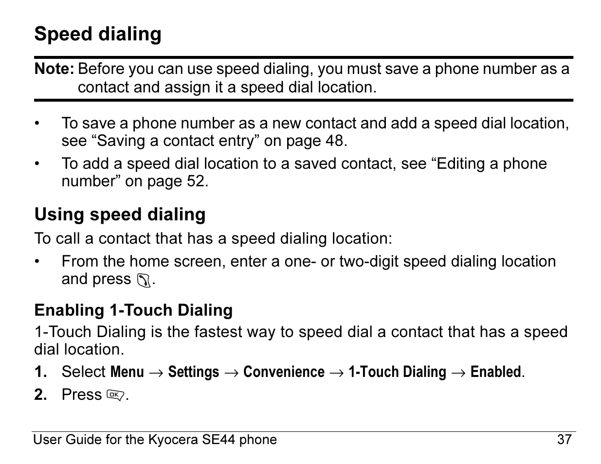 Speed dialing | Kyocera Angel SE47 User Manual | Page 59 / 148