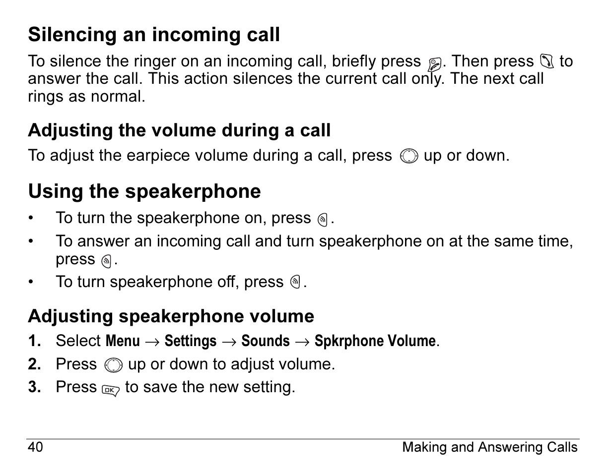 Silencing an incoming call, Using the speakerphone | Kyocera Angel SE47 User Manual | Page 62 / 148